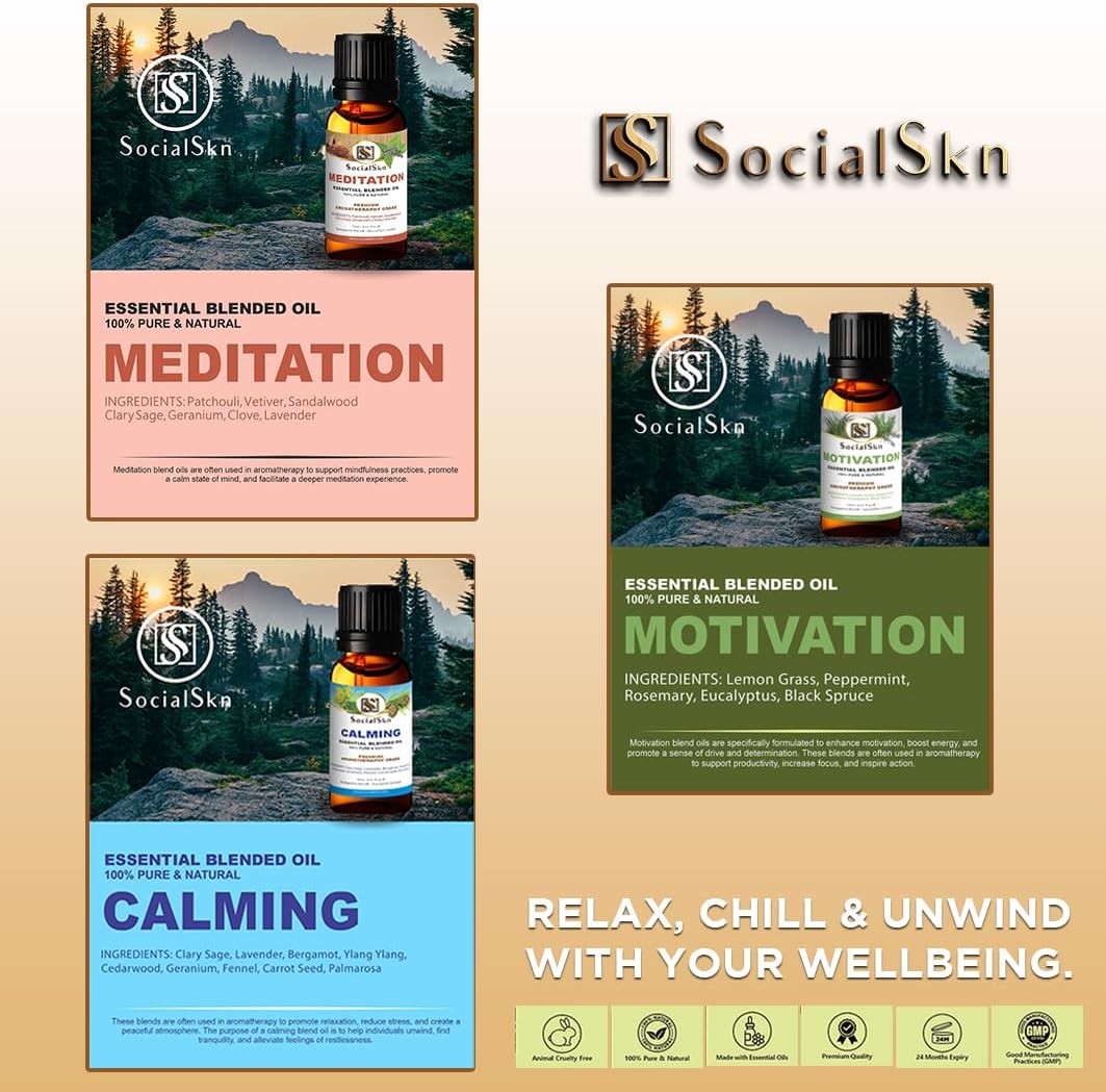 Aromatherapy Gift Set - Motivation, Meditation & Calming Essential Oils