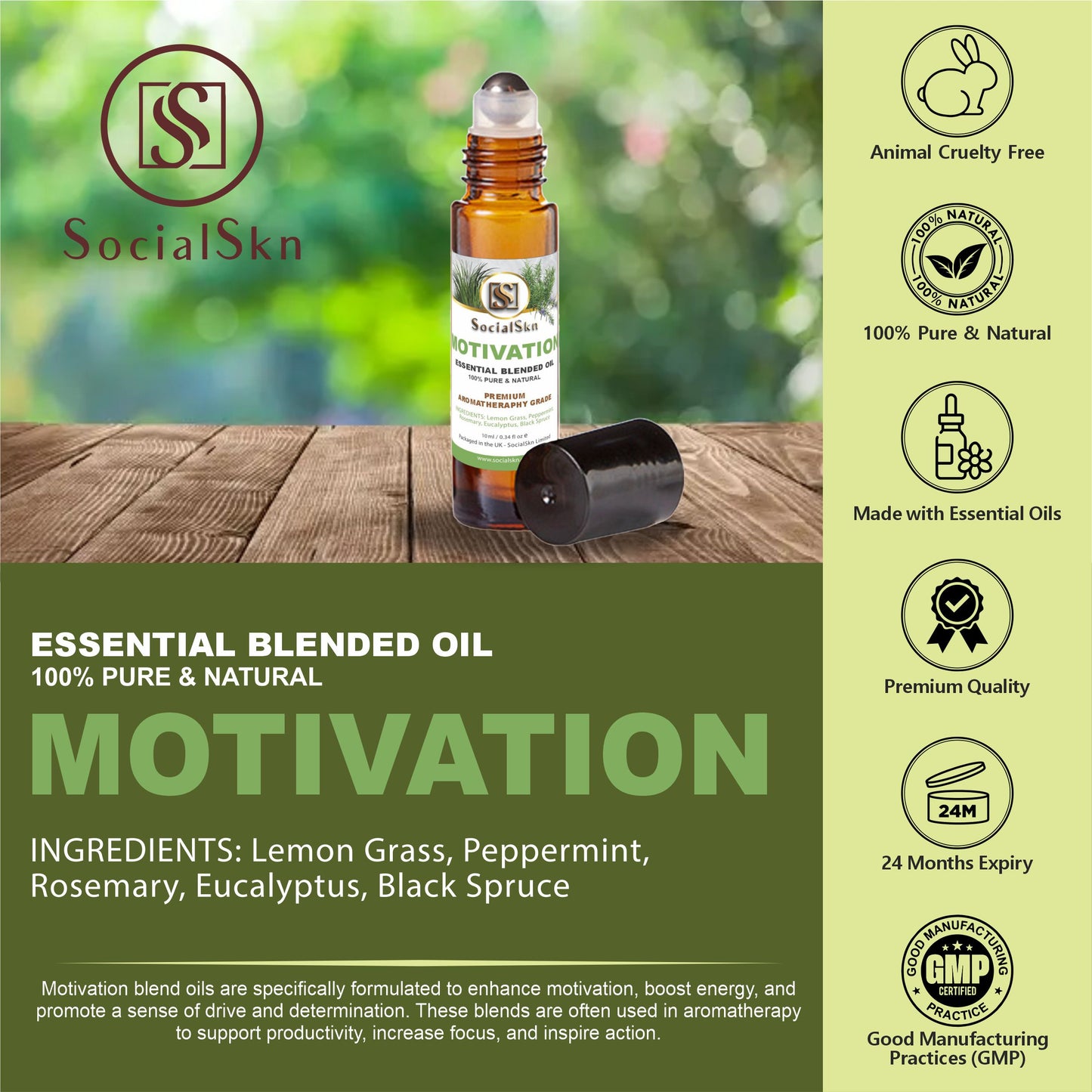 Motivation Essential Oils | Essential Oils to Focus | SocialSkn