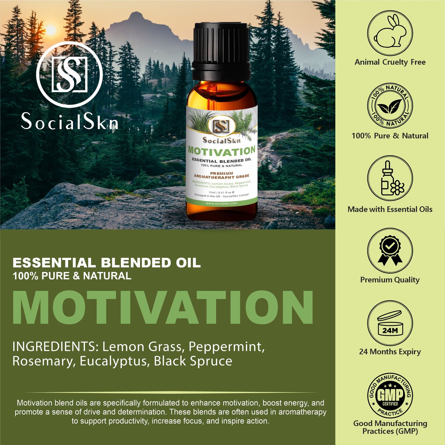 Motivating Essential Oil Blends | Motivating Oil Blends | SocialSkn