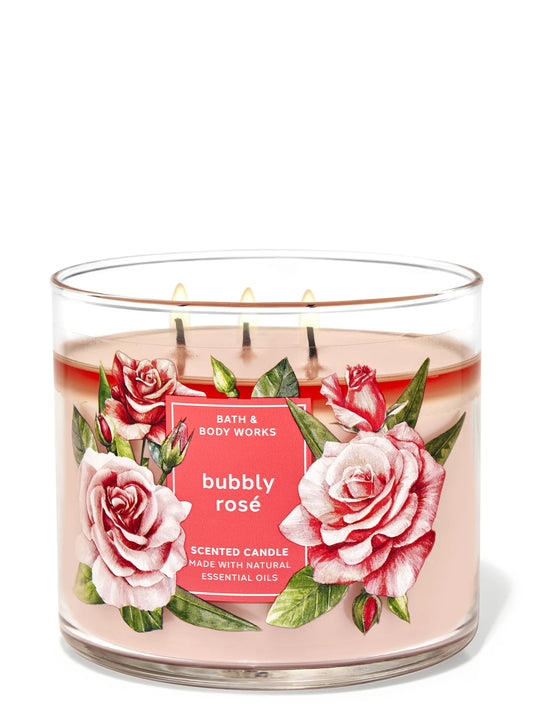 3 Wick Scented Candle | Bubbly Rose 3-Wick Candle | SocialSkn