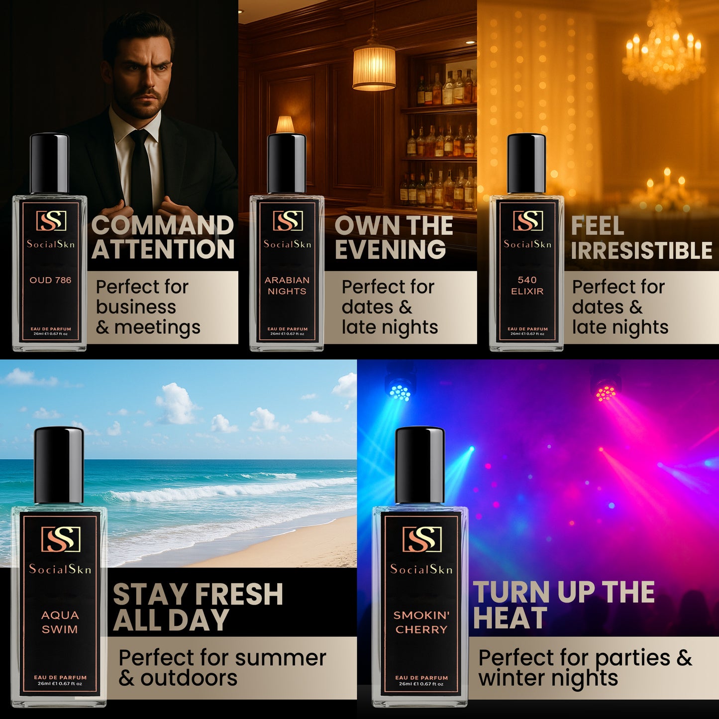 SocialSkn Signature Collection Luxury Unisex Perfume Gift Set (5x20ml) EDP