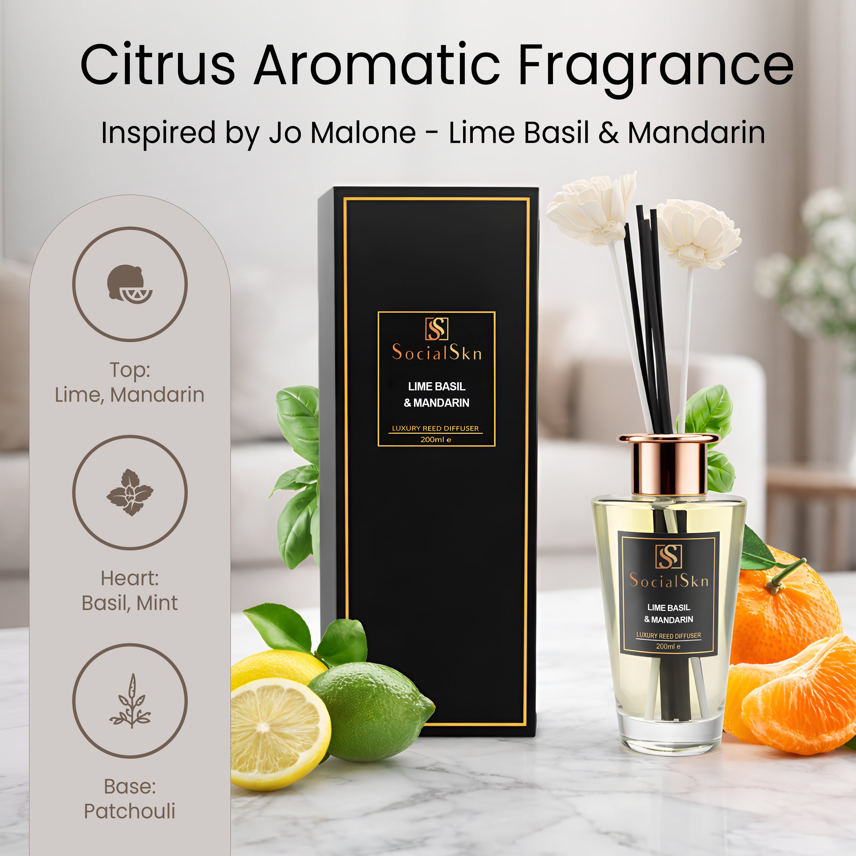 Jo Malone Reed Diffuser | Lime Basil and Mandarin | SocialSkn