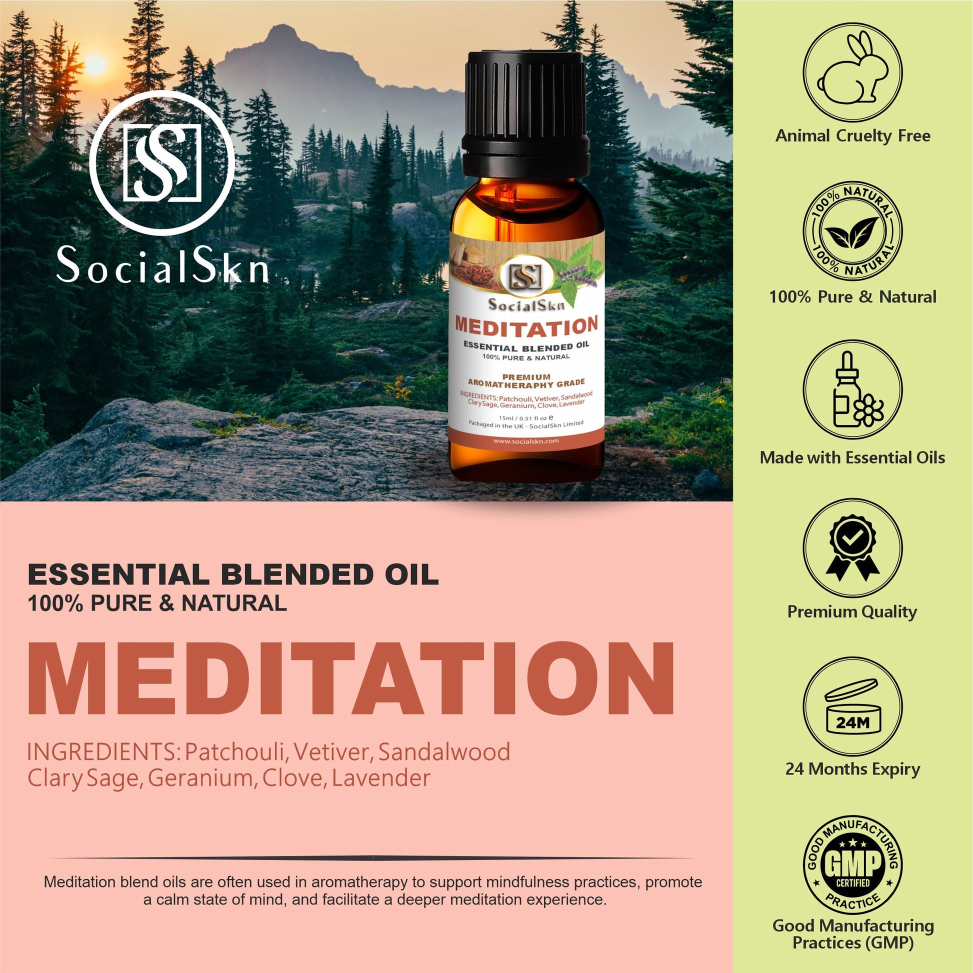 Meditation Blend Oil | Meditation Essential Oil Blend | SocialSkn