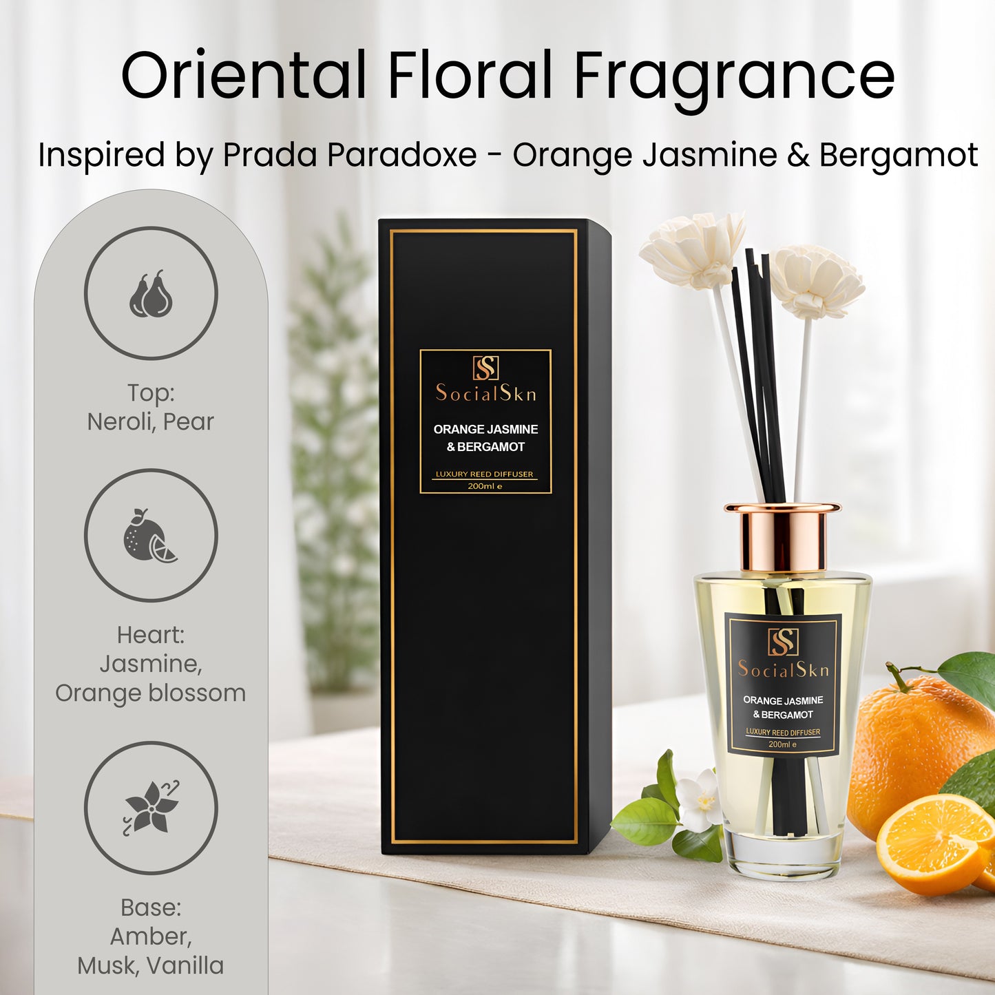 Orange Jasmine & Bergamot - Inspired by Prada Paradoxe Reed Diffuser