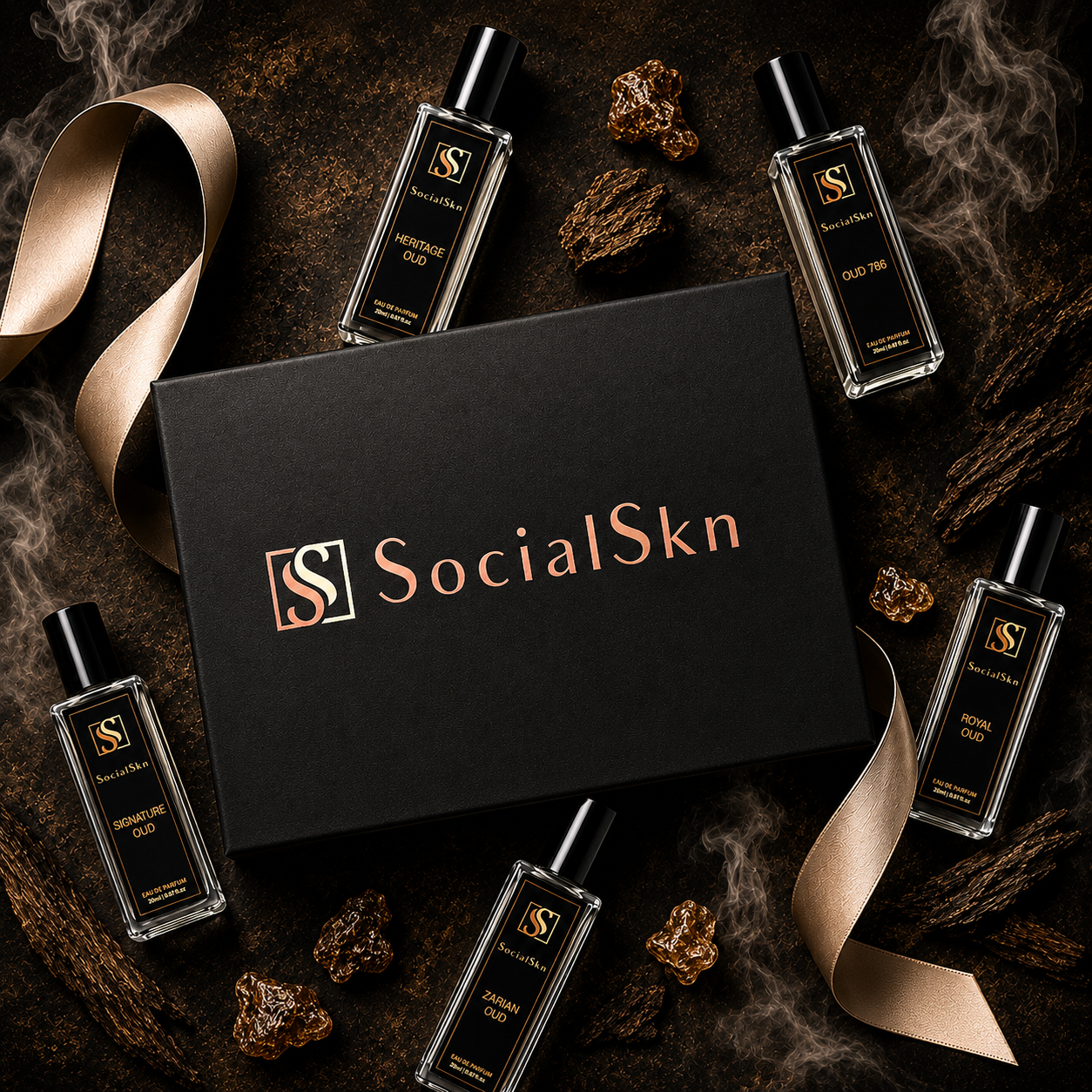 Oud Perfume Gift Set
MFK Oud Satin Mood 
Creed Oud Zarian
Tom Ford Oud Voyager
Oud for greatness by Initio 
Halfeti Penhaligan's